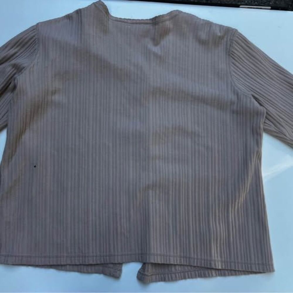Basic Editions Tan Ribbed Cardigan Size Large - Picture 6 of 7